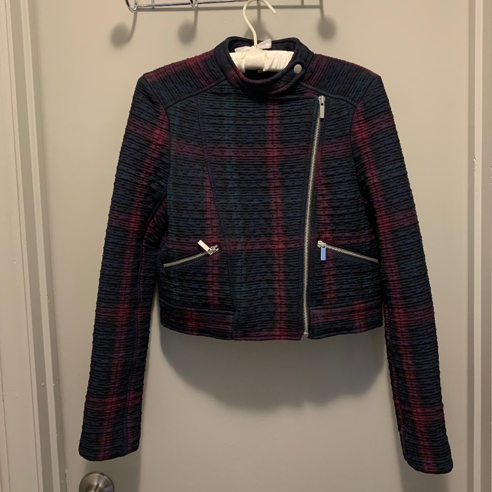 Elizabeth and James Textured Plaid Jacket